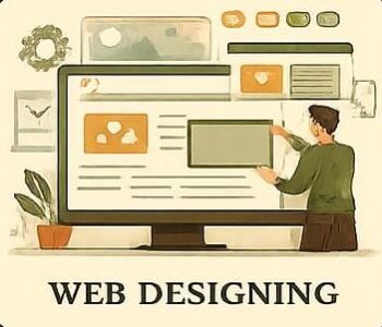 WEB designing illustration showing a responsive website layout being created by a top digital marketing strategist in Kannur.