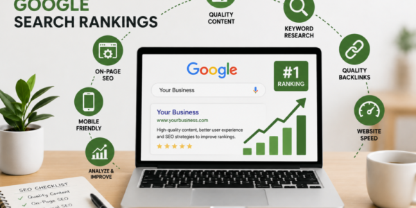 "SEO strategy to How to improve Google search rankings through quality content, keyword research, on-page SEO, backlinks, website speed, and mobile optimization."
